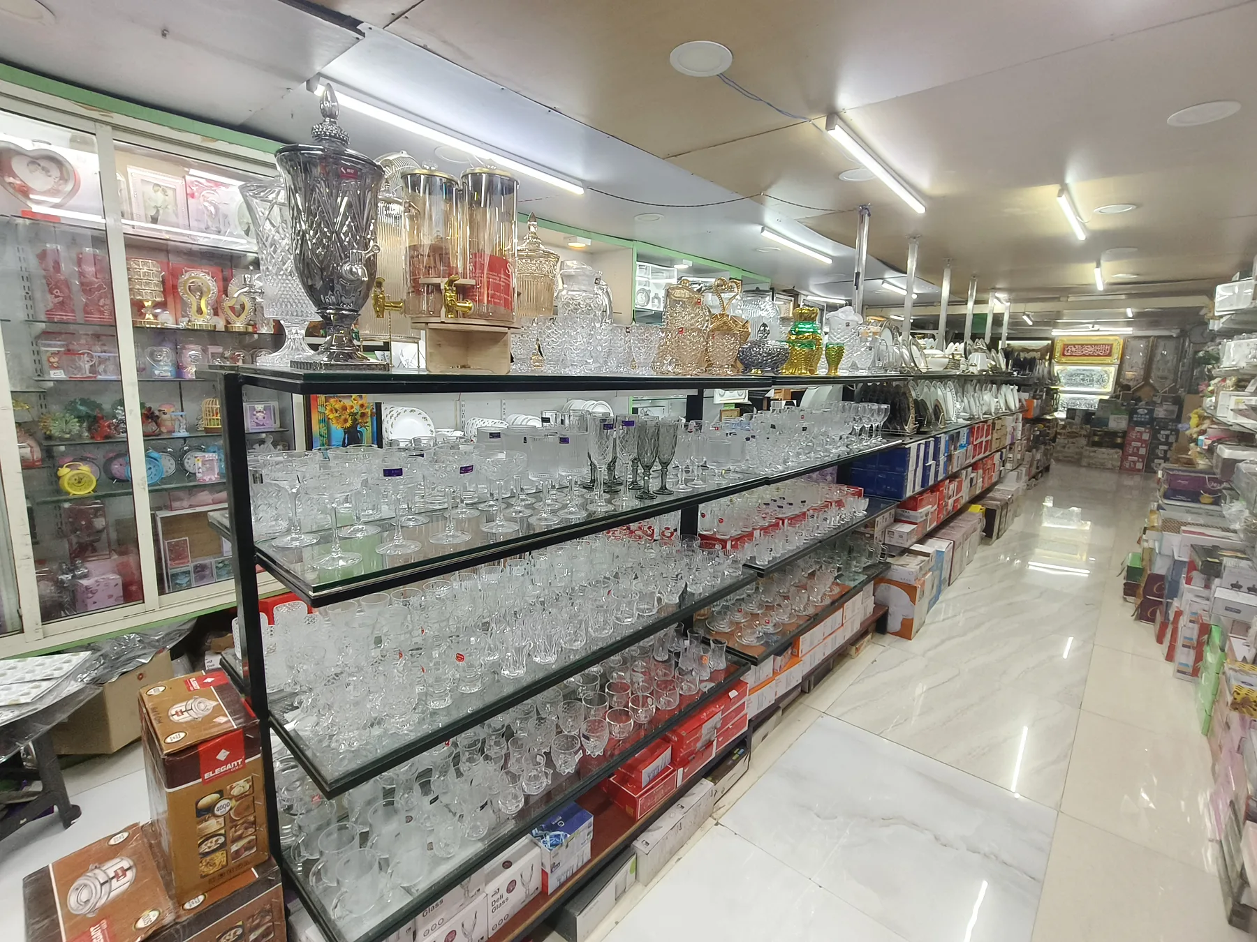 Glassware and serving products displayed inside SRK