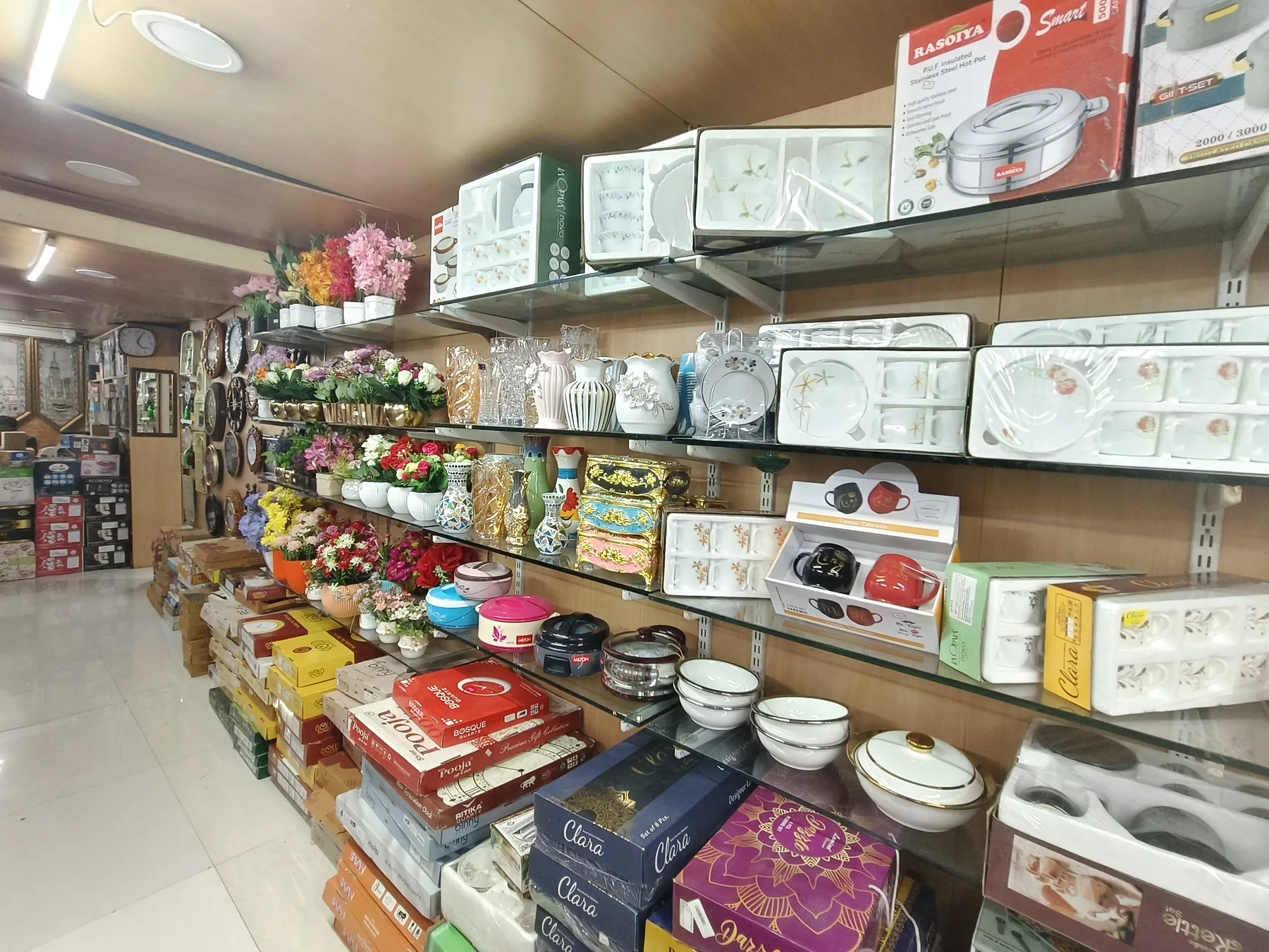 Kitchen and household products displayed inside SRK